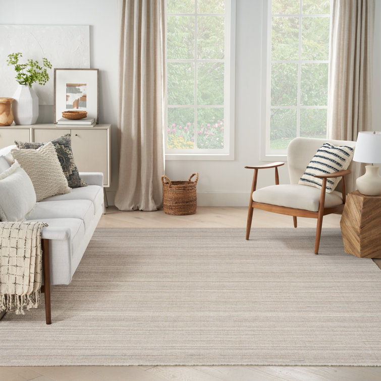 Tapis gris en laine / coton tissé à la main Anerinda