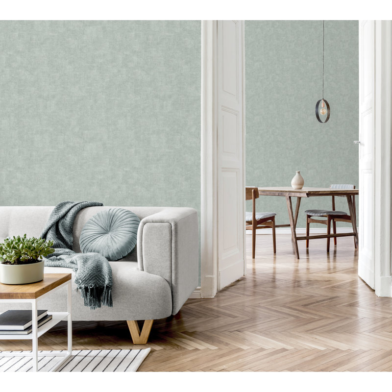 Hessian Plain Textured Italian Heavyweight Vinyl Wallpaper, Mineral Blue