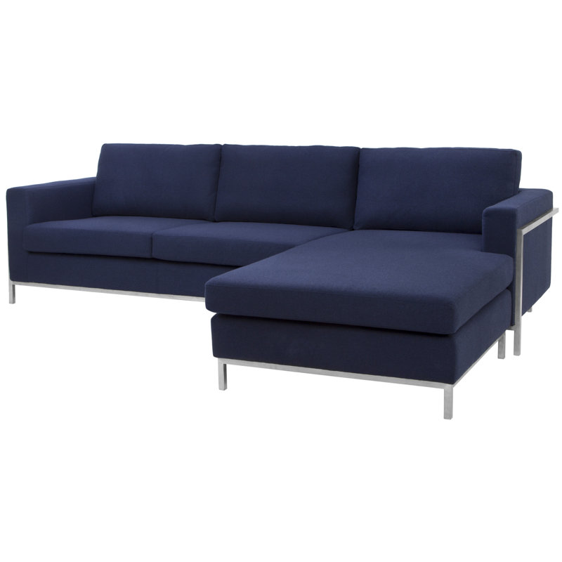 Davian Upholstered L-Shaped Sectional Reversible, Navy Wool Blend