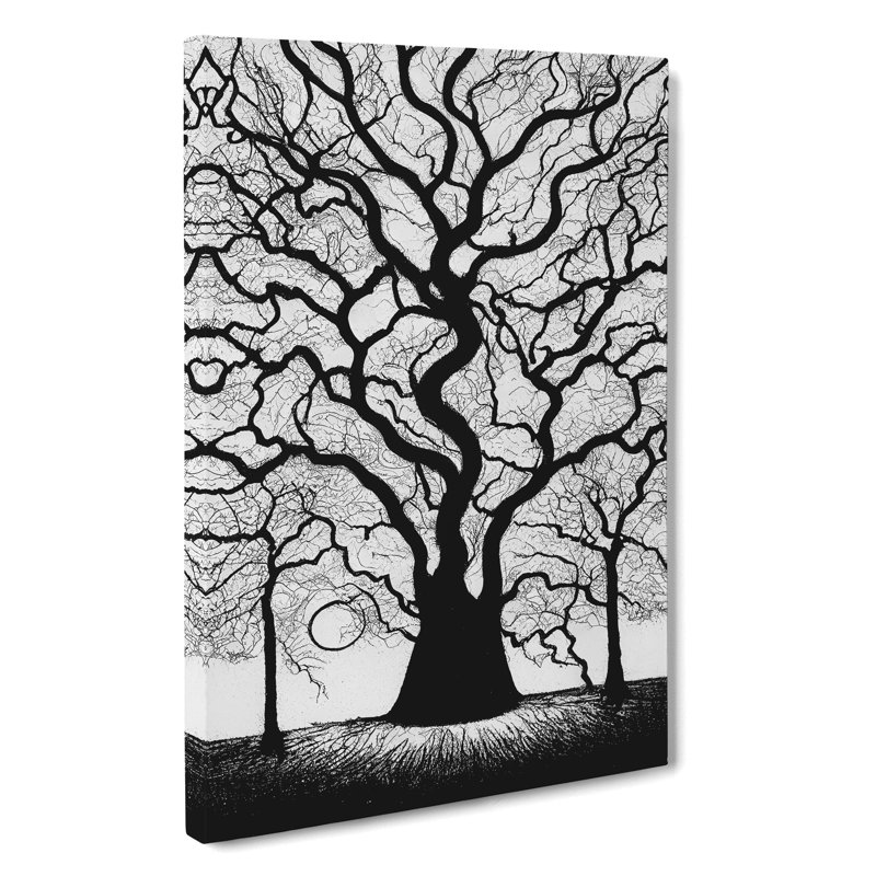 Monochrome Tree Art No.2 - Wrapped Canvas, 50cm H x 35cm W x 3cm D