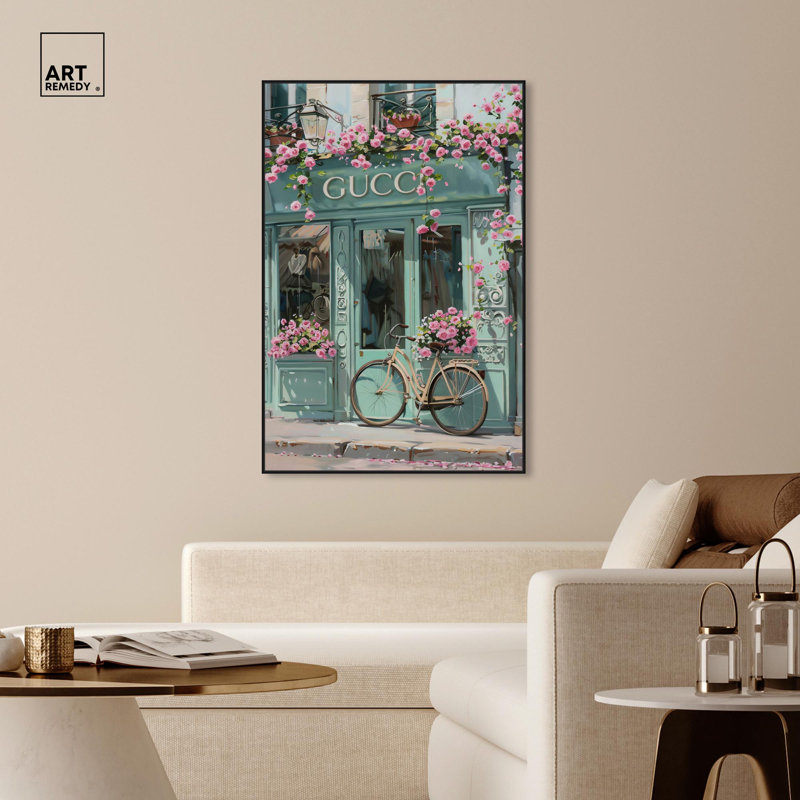Art Remedy Fashion Art Canvas Bright Days Storefront, H 55 po x l 37 po, Cadre flottant noir