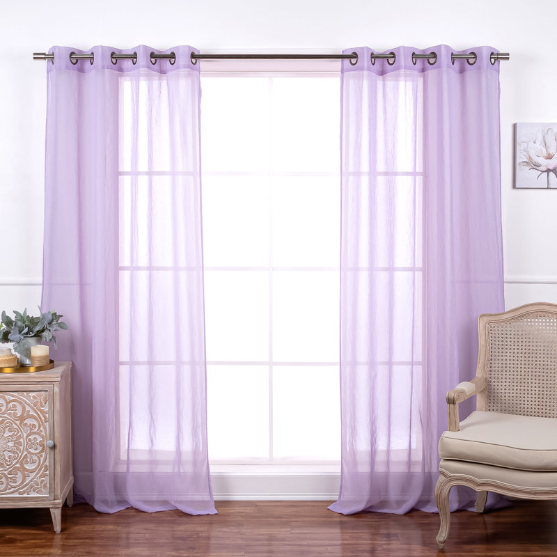 Paire de rideaux transparents avec œillets Amarely, Lavande, L 52 po x L 96 po