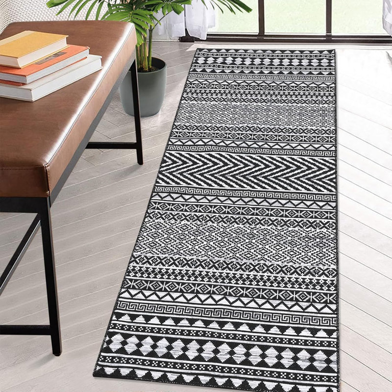 Tapis de couloir noir coulissant antidérapant à poils courts 2 x 6, Tapis de couloir de 2 pi x 7 pi