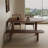 Nut-brown Half-circle Solid Wood Dining Table-124409253
