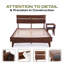 Ensemble de chambre à coucher grand 2 pièces - Structure de lit plateforme en bois d'acacia massif et table de chevet assortie, finition Mid-Century moderne, finition noyer, capacité de 800 lb, rangement, sans sommier, facile à assembler-653452407-653452392