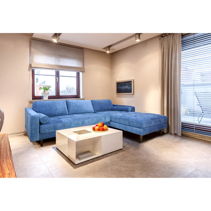 Canapé modulaire Raf, Orienté à droite, Tissu bleu