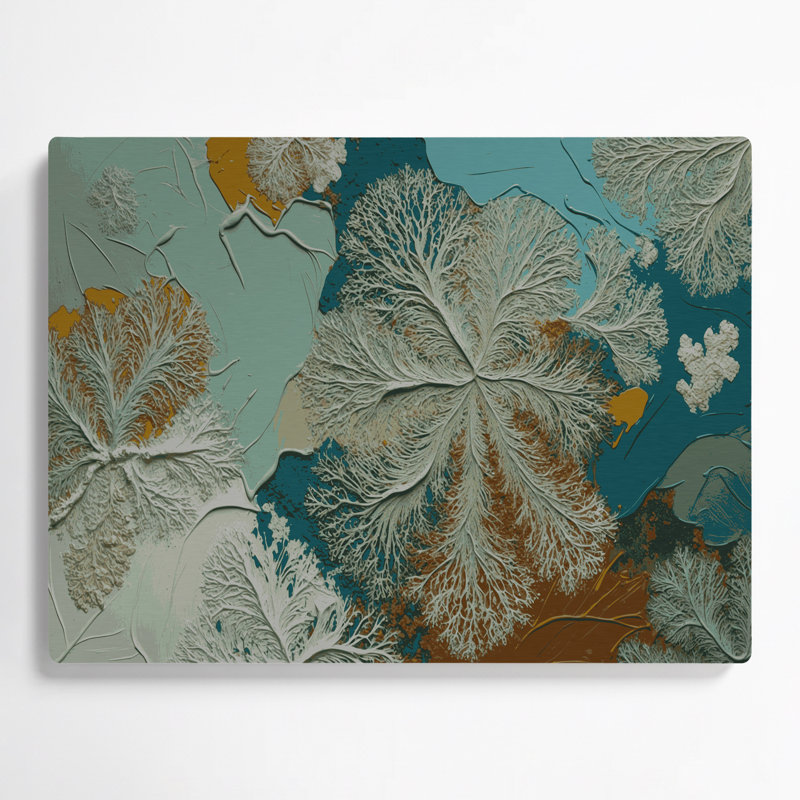 Art mural en métal botanique gris lichen, H 24 po x l 36 po
