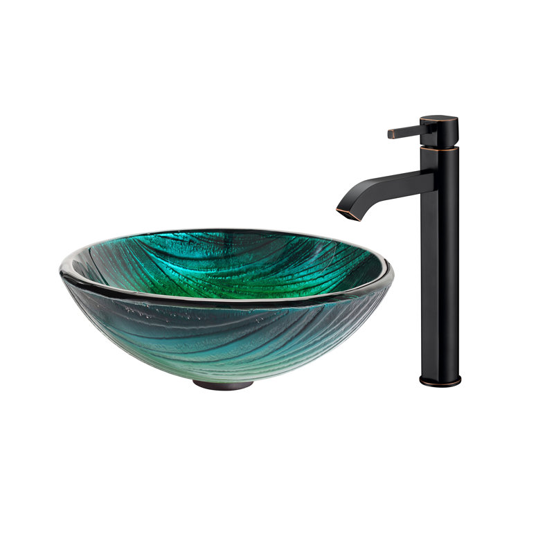 Nei Circular Vessel Bathroom Sink with Faucet, Oil Rubbed Bronze