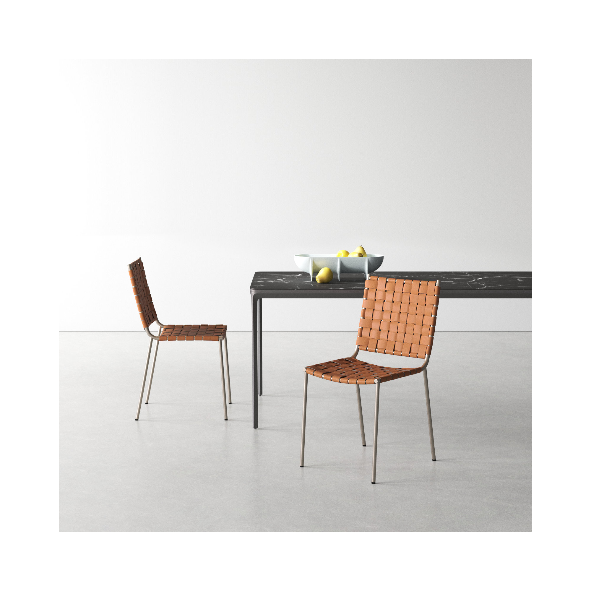 Ryland Upholstered Side Chair, Silver, Cognac Genuine Leather
