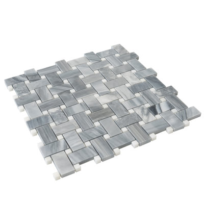 12 x 12 Bardiglio Nuvolato, Eastern White Marble Mosaic Tile