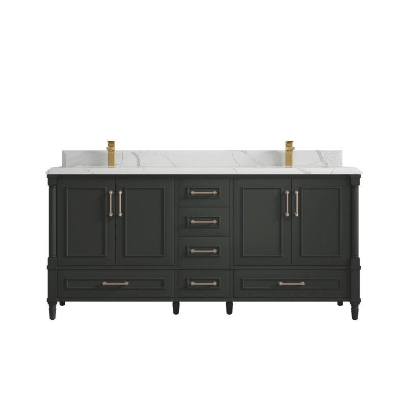 Ensemble de meuble-lavabo double 72 po Aberdeen, Calacatta Laza
