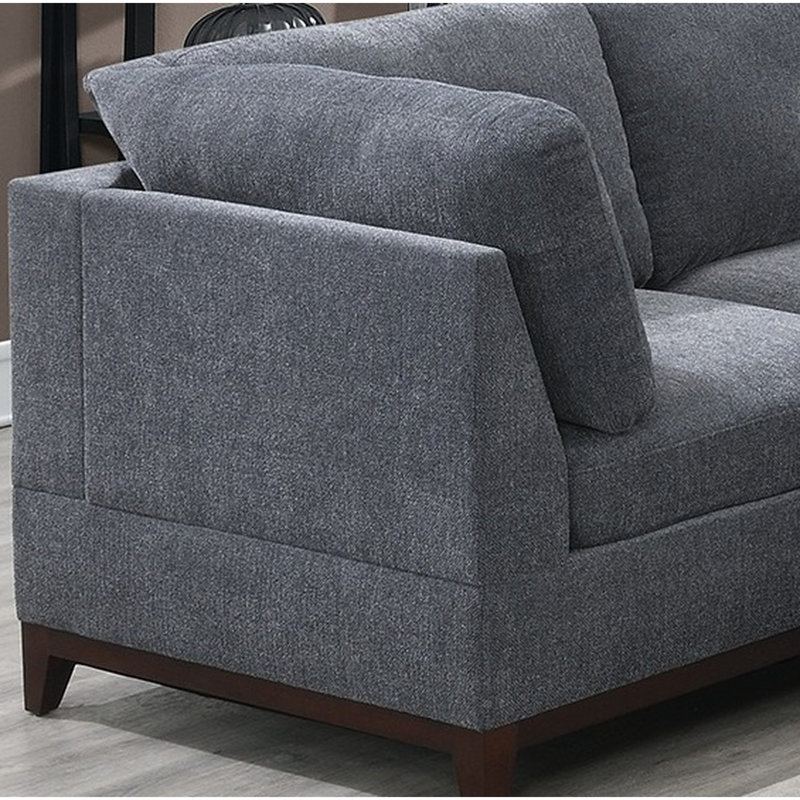 Canapé modulaire 9 pièces en chenille gris cendré 9 pièces - 3 fauteuils d'angle, 4 fauteuils sans accoudoirs, 2 repose-pieds, design moderne, coussin de dossier 3 4 2 coussins classiques