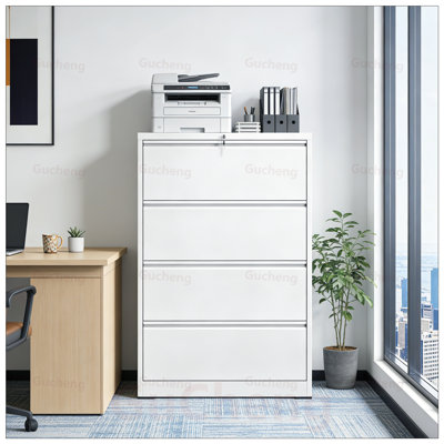 4 Drawer Lateral File Cabinet, Heavy Duty Metal with Locking Security, Space-Saving Vertical Storage for Home and Office