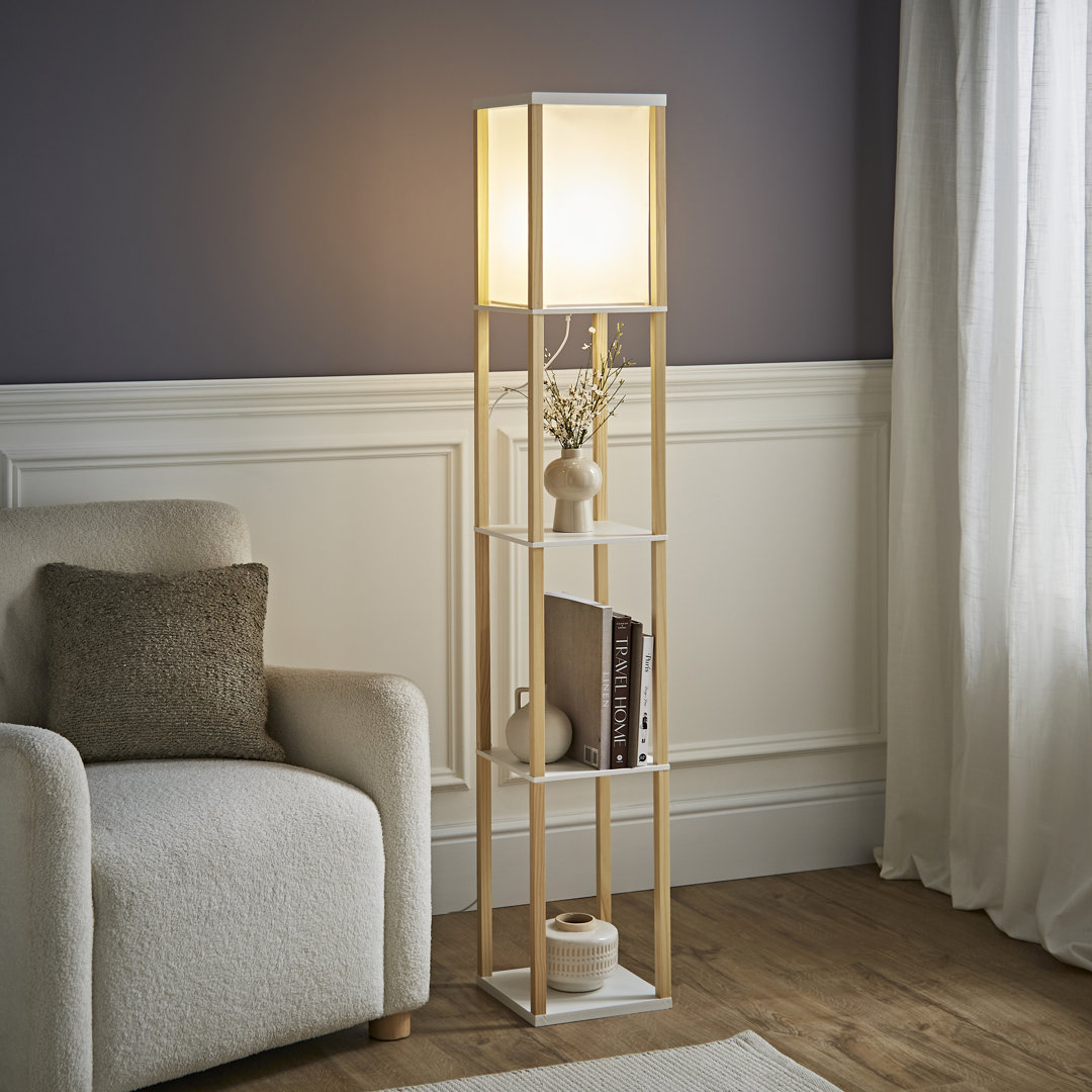 ValueLights Oak 3 Shelf Floor Lamp - Image 6