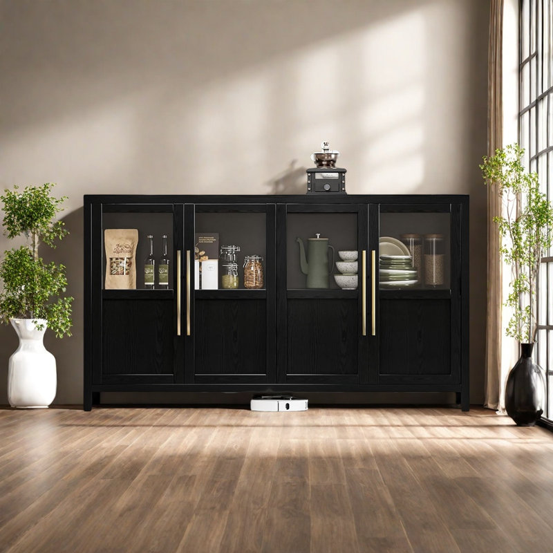 Storage Cabinet With Glass Doors,multifunctional Accent Storage Cabinet Table