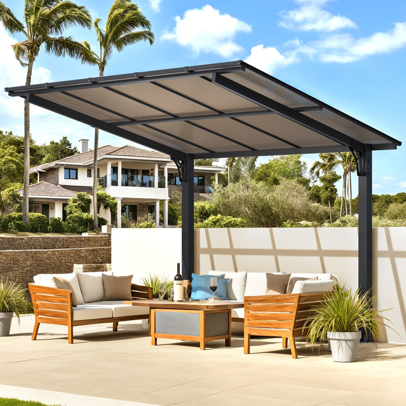 Pergola autoportante pour terrasse, H 94,80 po x l 117,60 po x P 104,40 po