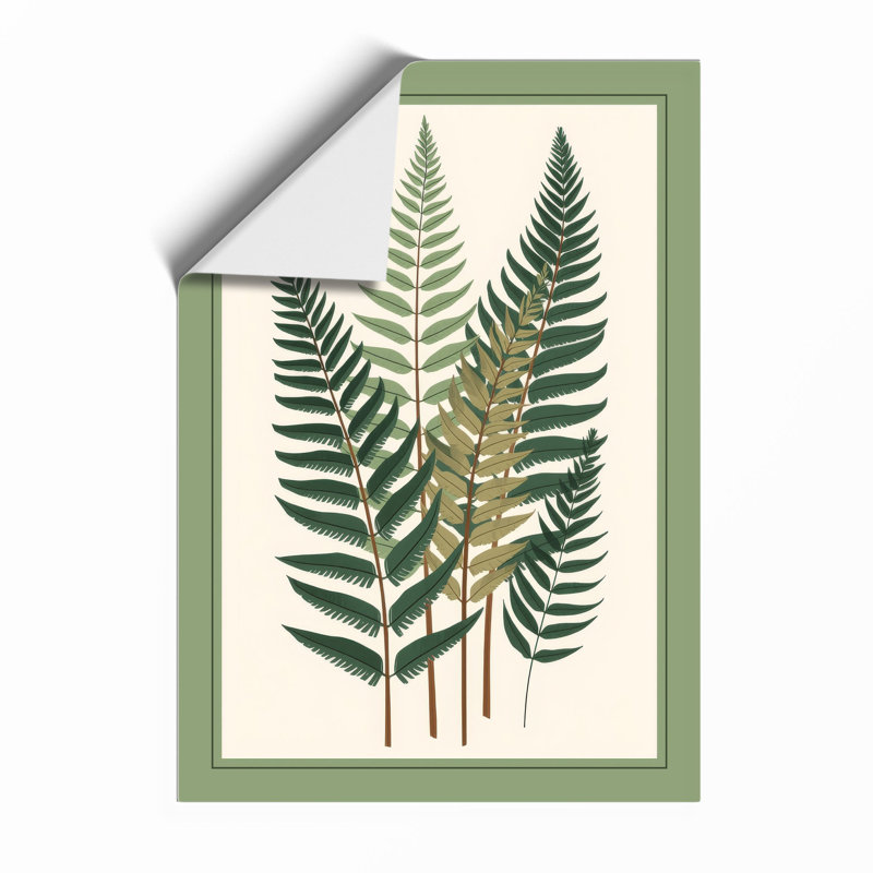 Three Fern Fronds Botanical - Framed Print, Unframed, A4 - 29.7 x 21.0 cm