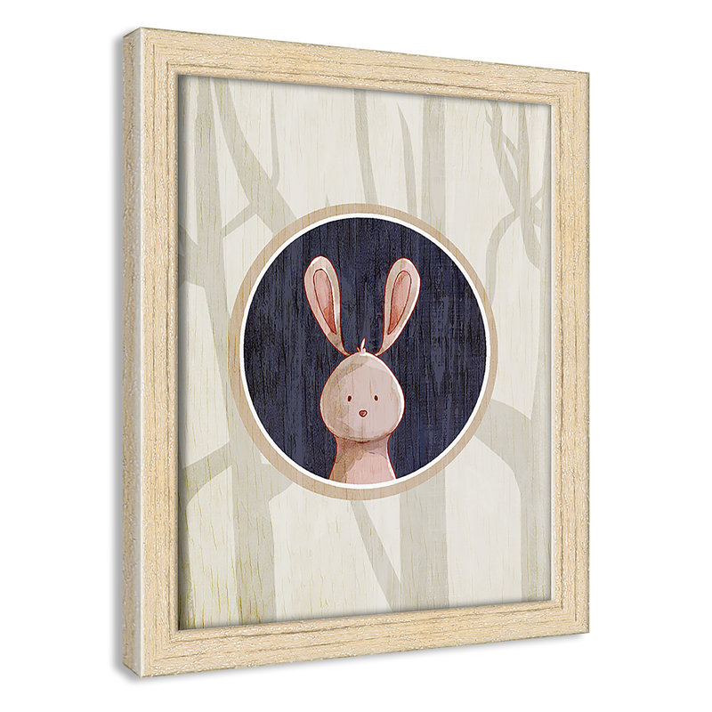 «Juvenile Forest Animals», impression sur papier, H 10 po x l 8 po x P 1,18 po, Encadré de boîte beige