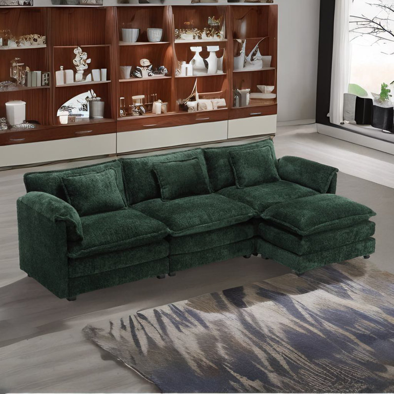 L-shape Sectional Sofa, Emerald
