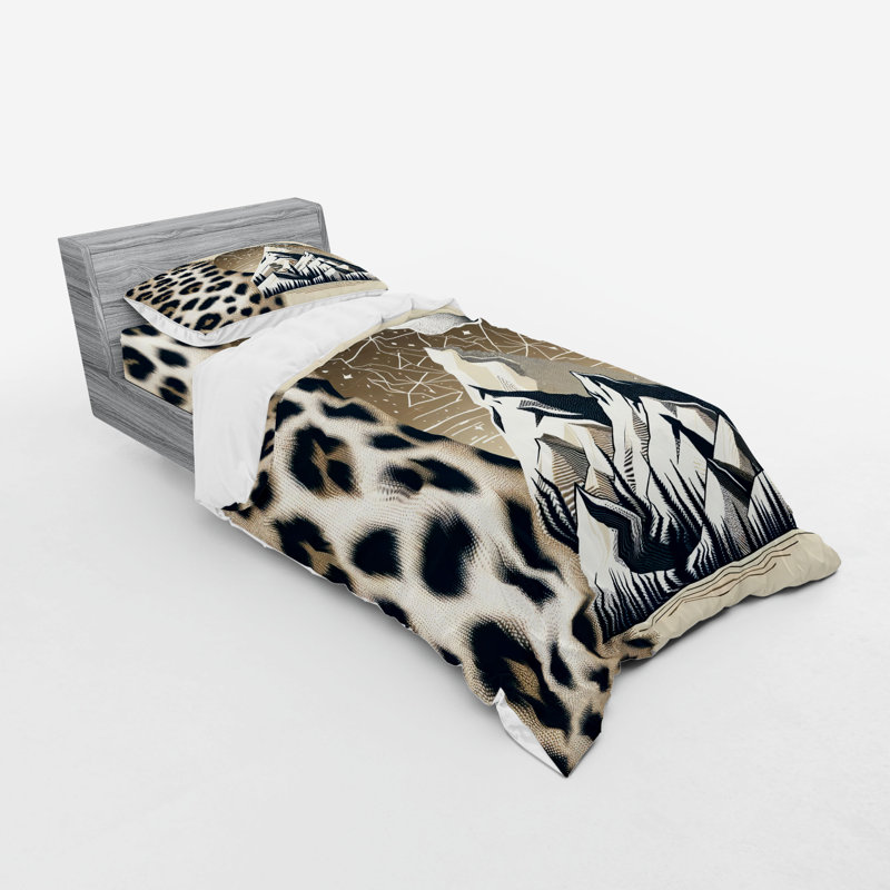 Ensemble de literie Ambesonne Wild Mountains & sépia bleu foncé gris, Housse de couette simple très longue + 2 pièces