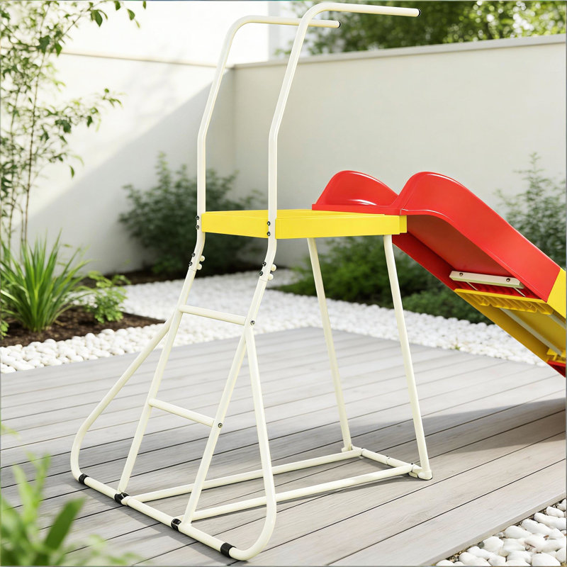 Glissade de 6 pi, équipement autoportant en métal, stable sous le support, thermolaqué et -, conception sécuritaire avec pente douce, installation facile et rapide pour les enfants de 3 à 8 ans