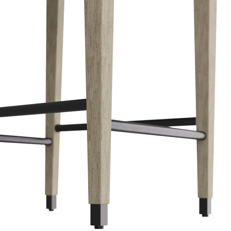Burdock Bar Stool, Black Leather, Counter Stool (27” Seat Height)