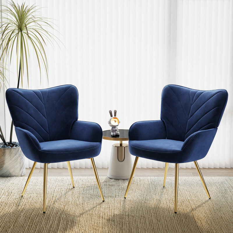 Fauteuil à oreilles Modern Velvet, Bleu