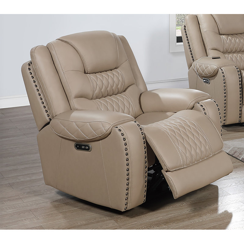 Fauteuil inclinable électrique Aidan, Cuir fleur caramel