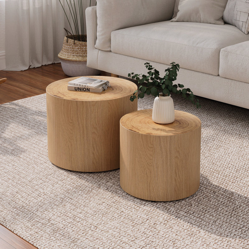 Ensemble de 2 tables basses gigognes, Naturel