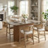 Kyra 5-Piece Mid-Century Modern Rubberwood Counter Bar Set With Rattan Back Stools