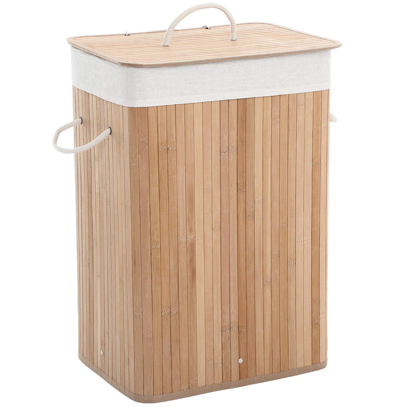 Wood Laundry Hamper with Handles, Natural