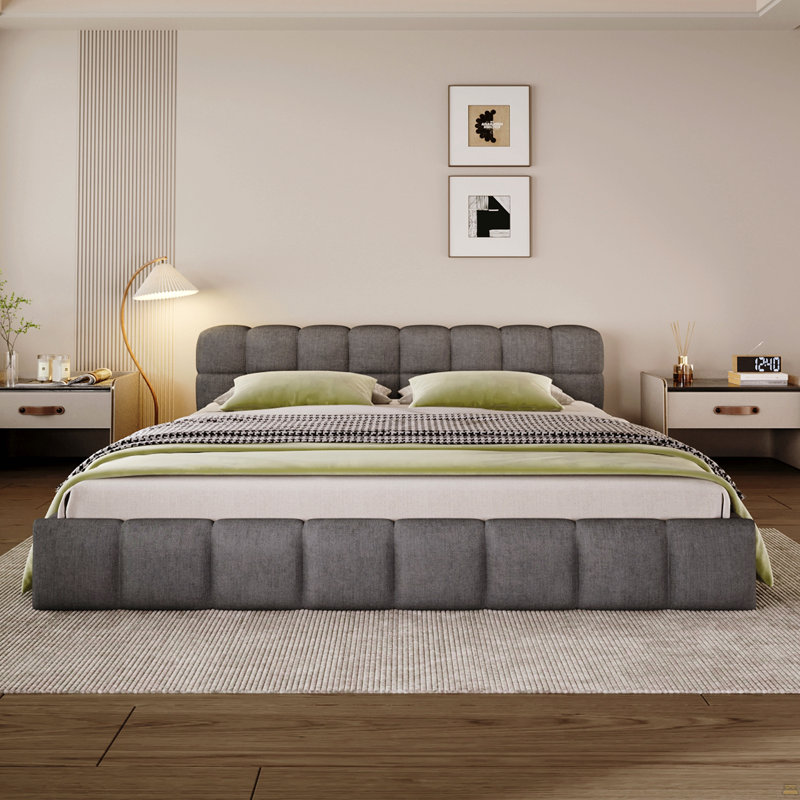 Lit tapissier en chenille, très grand, Gris