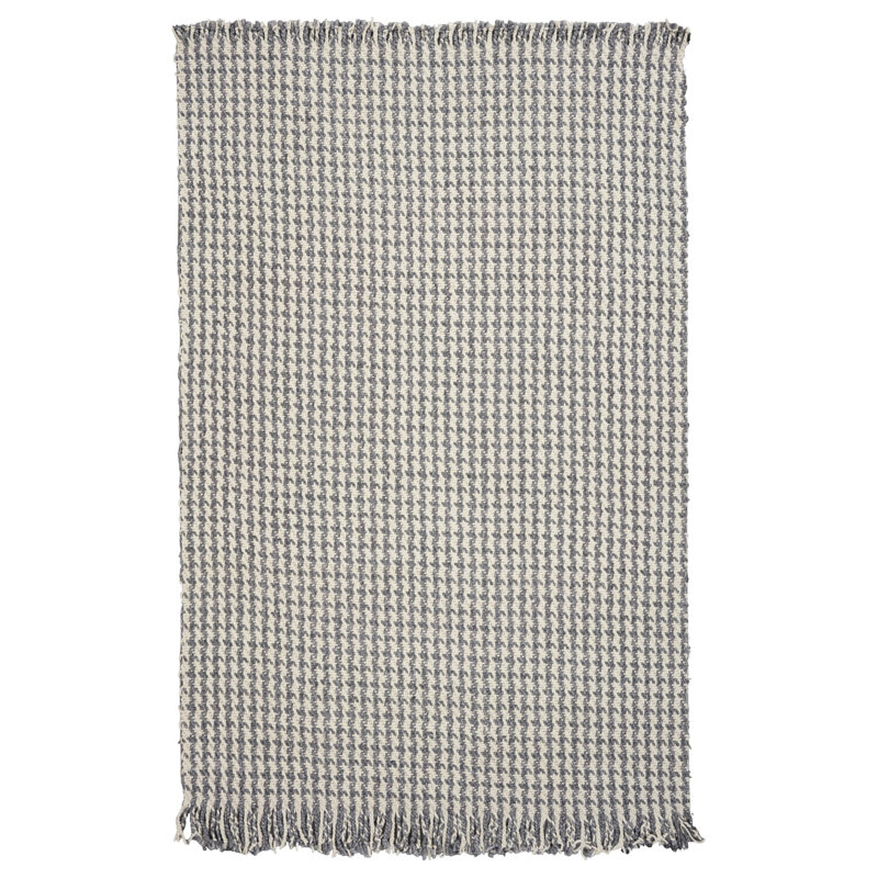 Tapis gris et ivoire en laine pied-de-poule Lorali, Rectangle 5 pi x 8 pi