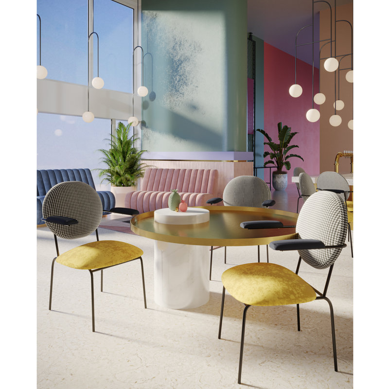 Plum Upholstered Armchair, Gold