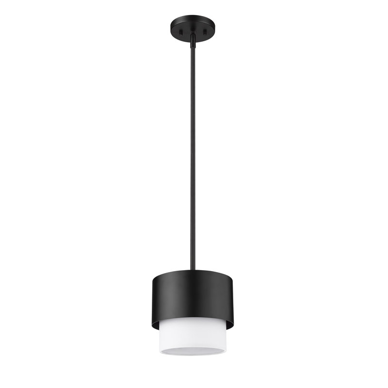 Azailya 1-Light Dimmable Shaded Pendant, Matte Black, 87.75" H x 7.25" W x 7.25" D