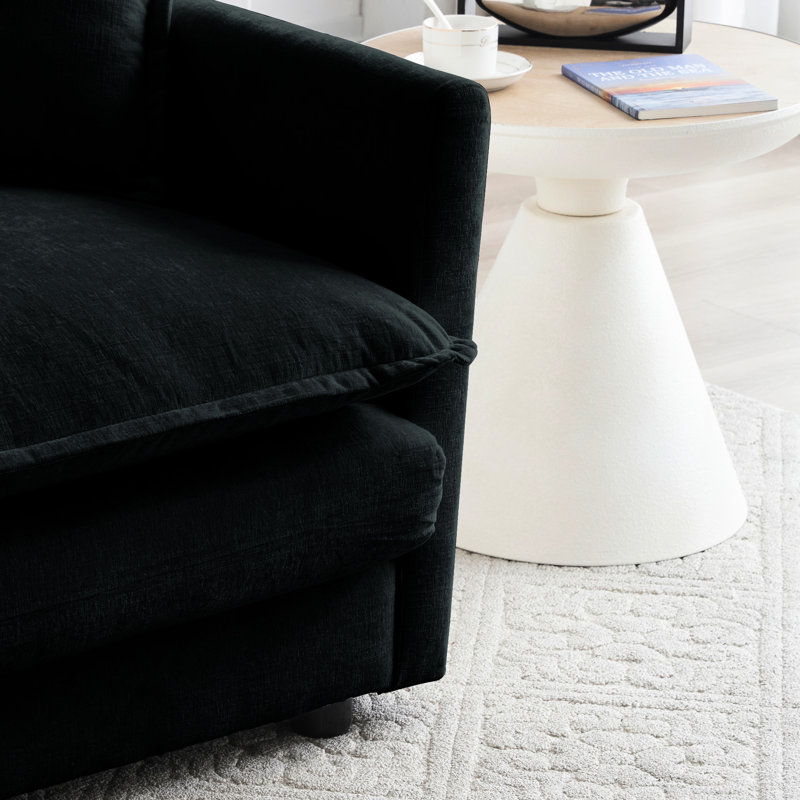 Canapé modulaire en chenille noir modulaire en forme de U avec accoudoirs réglables à hauteur réglable et fonction de massage