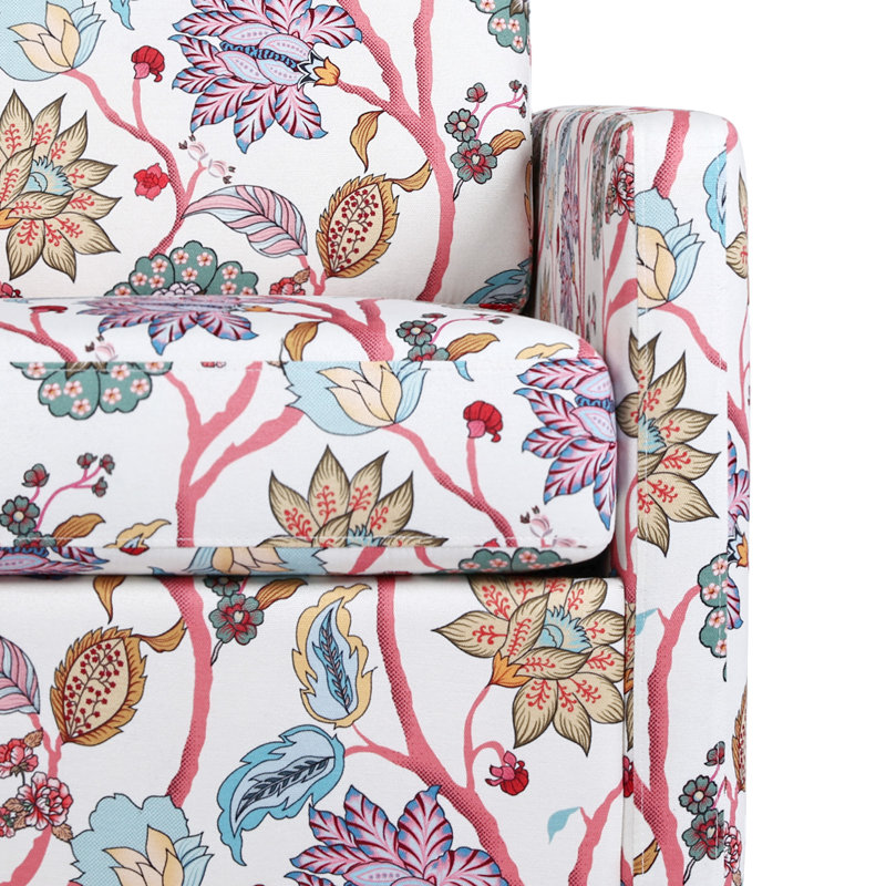 Upholstered Swivel Armchair, Bright Floral Cotton Blend