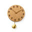 Horloge murale à pendule en bois massif ton bois naturel avec chiffres en relief