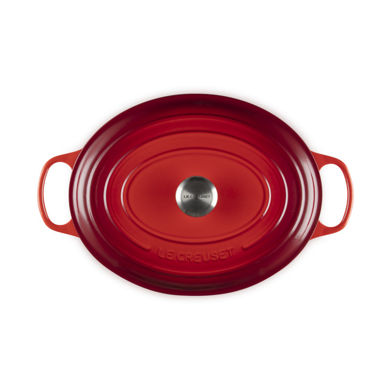 Le Creuset Enameled Cast Iron Oval Dutch Oven with Lid, Cerise, 9.5 quarts