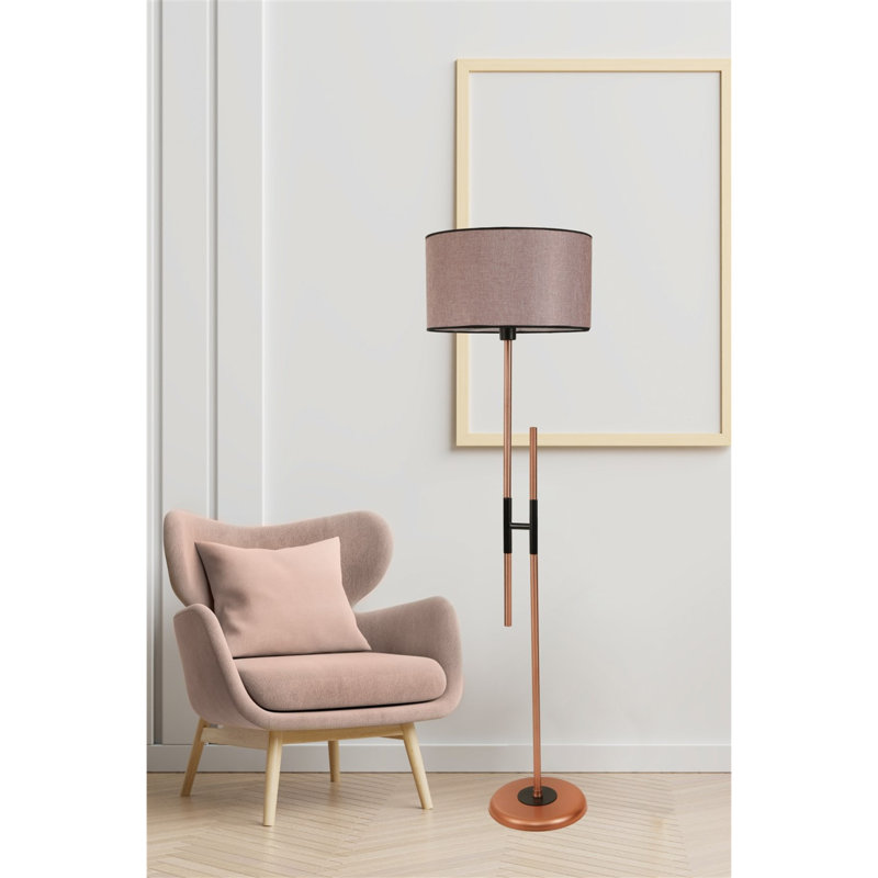 Razo 165cm Traditional Floor Lamp, Rose Gold, Dry Rose