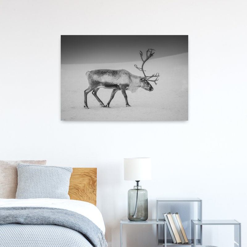 «Majestic Winter Reindeer Abstract Contemporary Landscape Nature», reproduction d'art murale, 24" H x 36" W