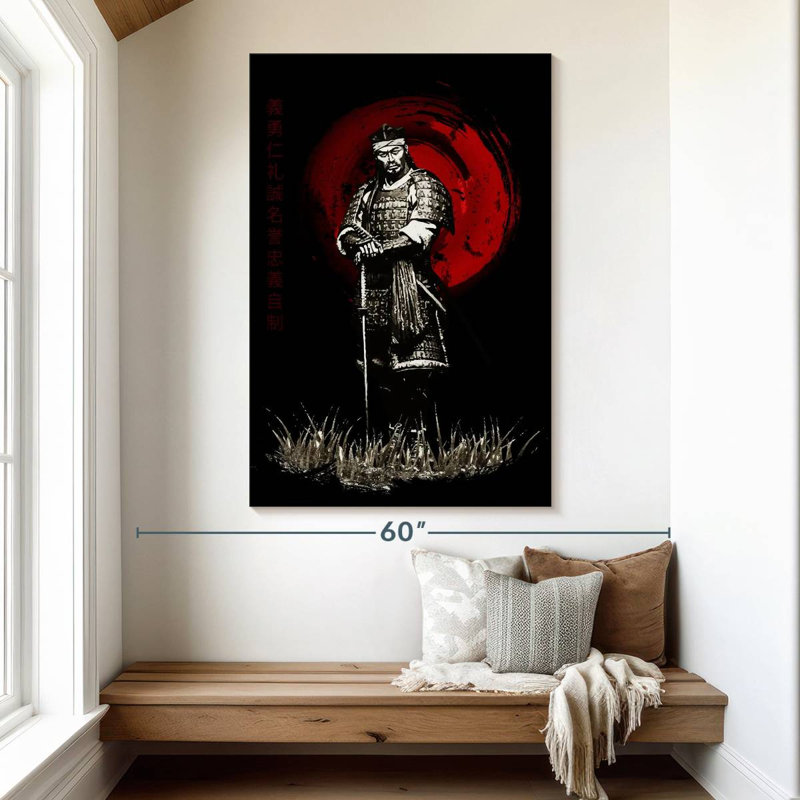 Mait Samurai Sepia Standing Posing Warrior, 51" H x 34" W