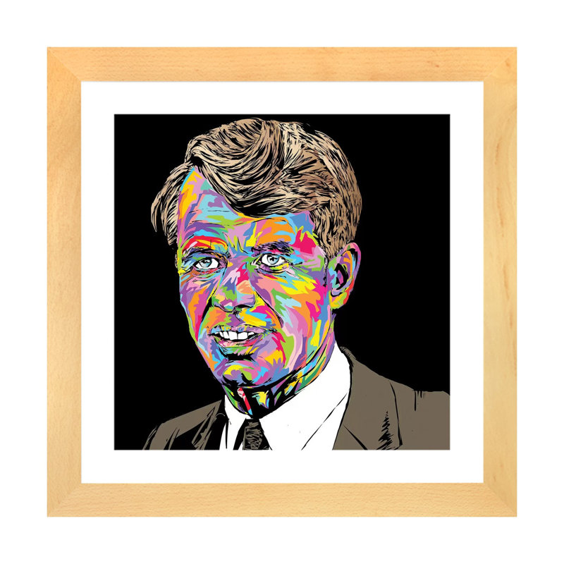 Robert Kennedy par Technodrome1 - impression d'art graphique, H 16 po x l 16 po x p 1 po, Blanc