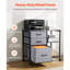 Classeur mobile en métal avec 3 tiroirs en tissu et 2 tablettes ouvertes - catégorisez Office Essentials Solution de rangement multifonctionnelle brune facile à nettoyer