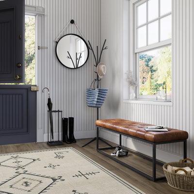 Banc en cuir véritable de 50 po et 55 po Pearson