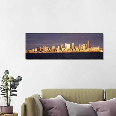 City Viewed From Alki Beach, Seattle, King County, Washington State, USA 2010 #2 - Wrapped Canvas Panoramic Print