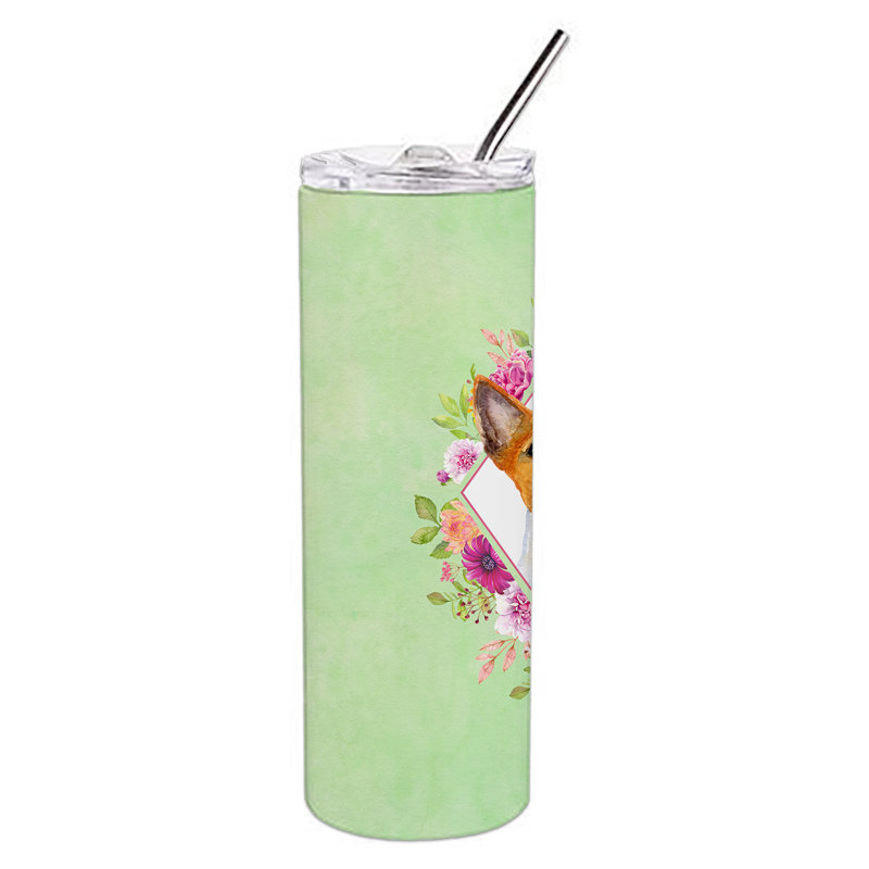 E23BF9F8391D466E9CA4F8DFEBD9A7DB de verre 20 oz à double paroi en acier inoxydable chiot, Basenji, Vert