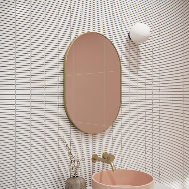 Inara Pill Mirror, Satin Brass, 28" x 20"
