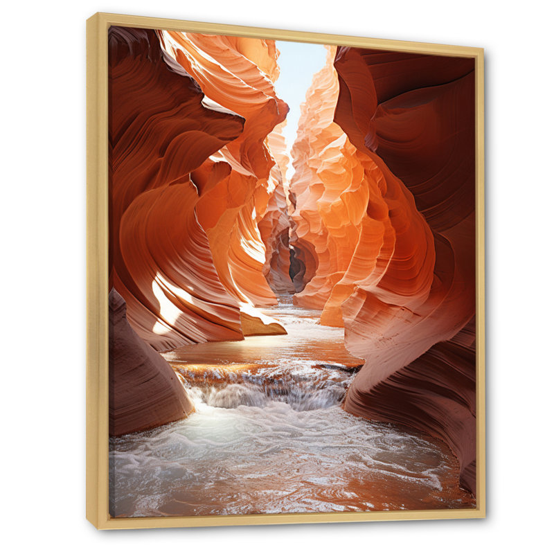 Beige orange canyon mirage sur toile, H 20 po x l 12 po x P 1 po, Cadre naturel flottant