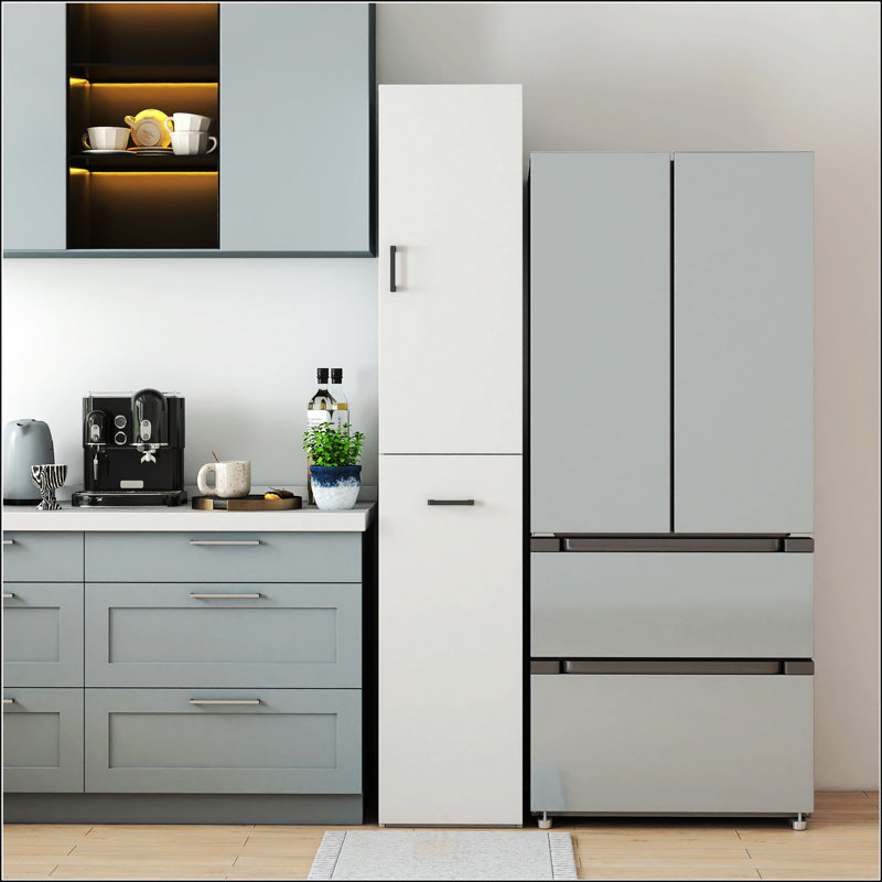 Grand garde-manger autoportant avec 1 porte et 3 tablettes de rangement coulissantes multifonctionnelles pour une organisation efficace